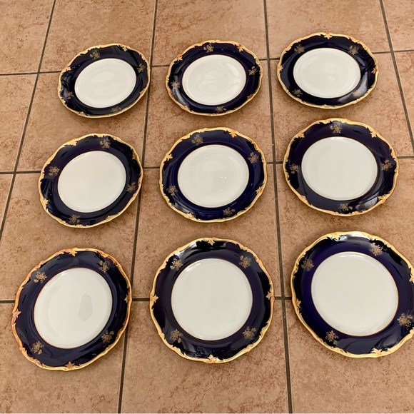 Vintage Reichenbach Echt Kobalt Blue/gold Plates Germany - Picture 14 of 15